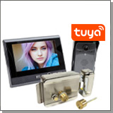 Комплект: беспроводной видеодомофон TUYA/WiFi с вызывной панелью и электромеханическим замком KiVOS-7 (1+1+AX042)