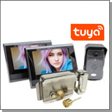 Комплект: беспроводной домофон TUYA/WiFi с 2 мониторами и электромеханическим замком KiVOS-7 (1+2+AX042)