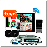 Комплект беспроводной Wi-Fi видеодомофон SkyNet 1000 (1+2+180G) + 2 камеры и электромагнитный замок